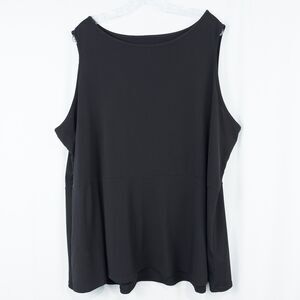 Susan Graver Modern Essentials Liquid Knit Peplum Tank Top Womens 3X Black